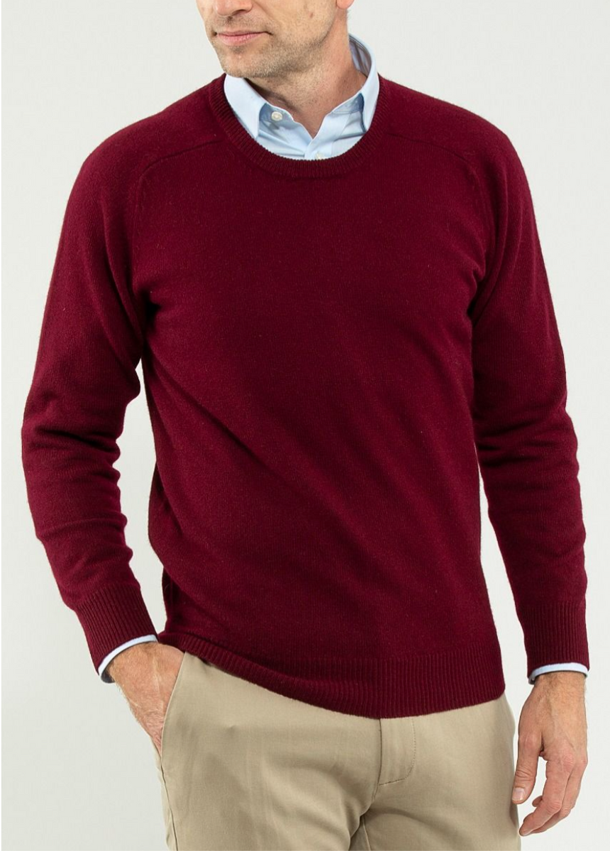 Men's burgundy sales crew neck sweater