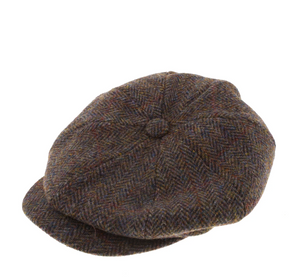Green 8 piece Baker Boy cap  - Failsworth Harris Tweed Carloway 2013