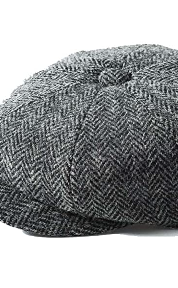 Grey 8 piece Baker Boy cap - Failsworth Harris Tweed Carloway 4615