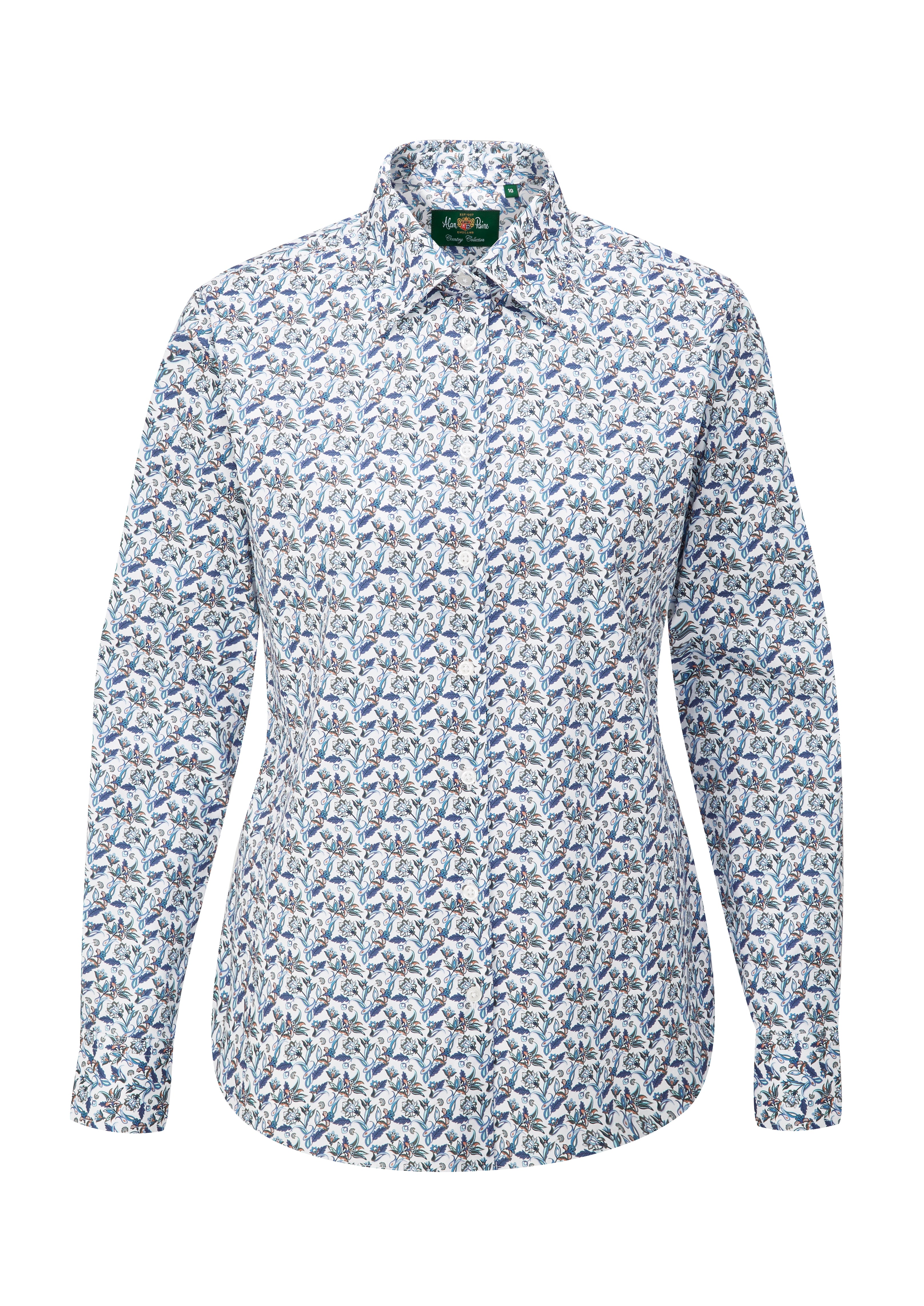 Alan Paine Ladies Lawen Cotton Shirt - Blue Floral