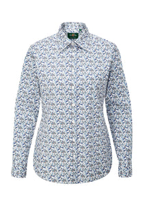Alan Paine Ladies Lawen Cotton Shirt - Blue Floral