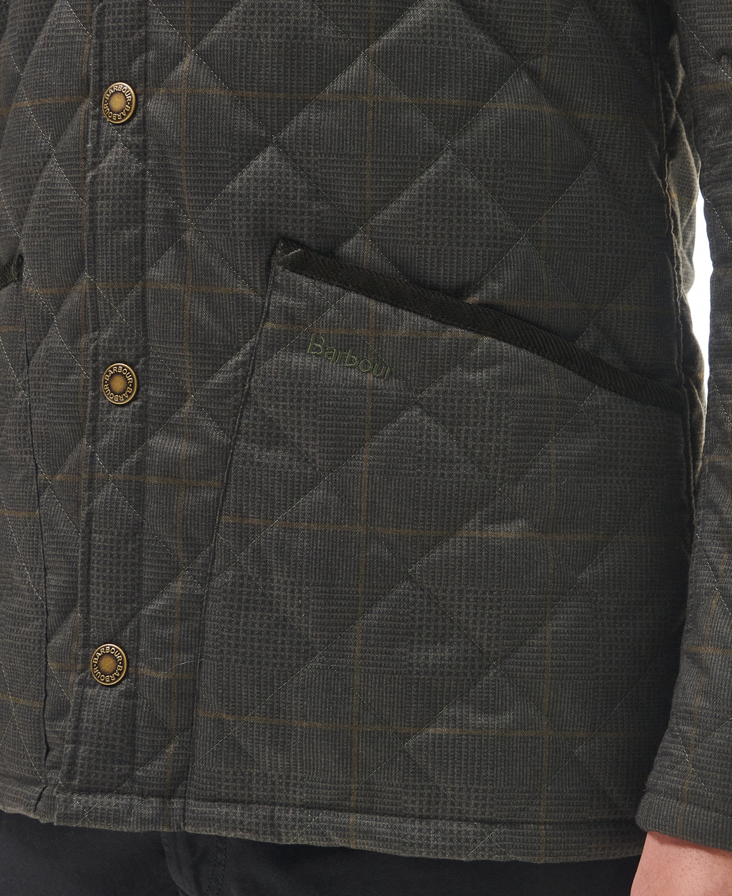 Barbour Checked Heritage Liddesdale Quilt Olive