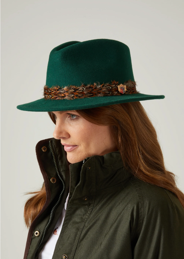Alan Paine Richmond Felt Feather Band Hat - Bottle Green
