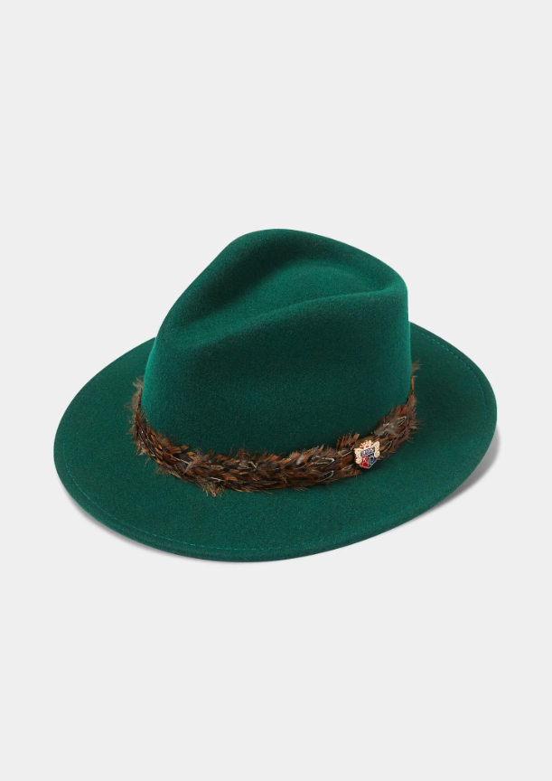 Alan Paine Richmond Felt Feather Band Hat - Bottle Green