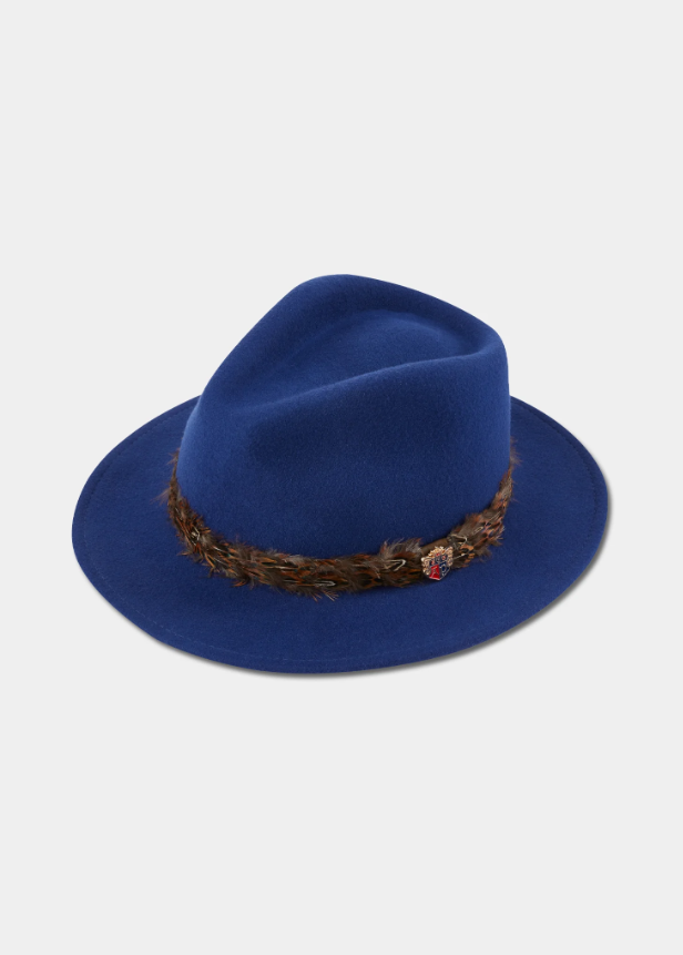 Alan Paine Richmond Felt Feather Band Hat - Blue