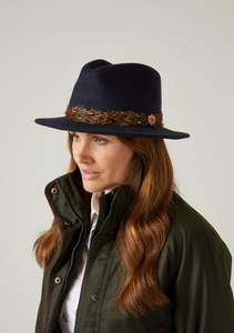 Alan Paine Richmond Felt Feather Band Hat - Navy