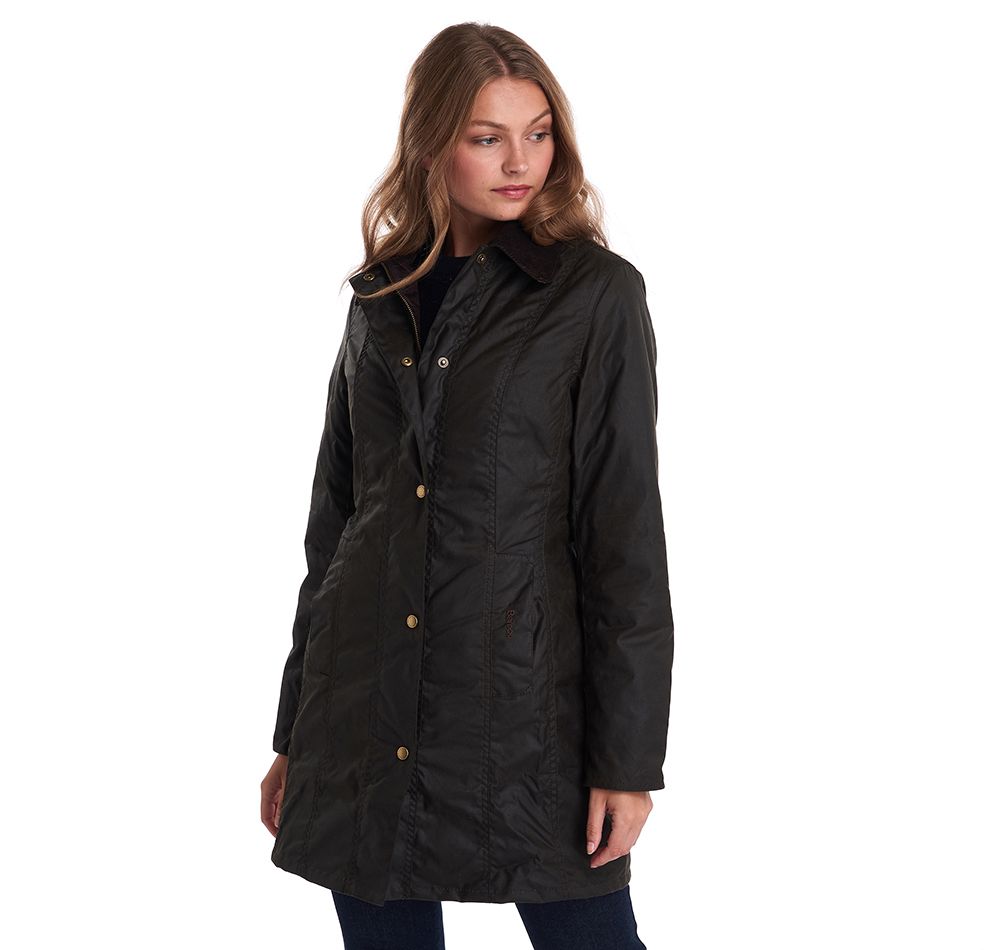 Barbour Olive Belsay Waxed Cotton Jacket (Ladies)