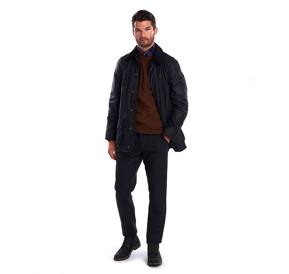 (3 Royal Warrants) Barbour Navy Bristol Waxed Cotton Jacket