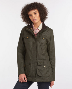 Olive Lightweight Defence Waxed Cotton Jacket Ladies