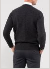 Alan Paine Sweater - Charcoal Dorset Lambswool Saddle Shoulder Crew Neck Sweater - Classic Fit